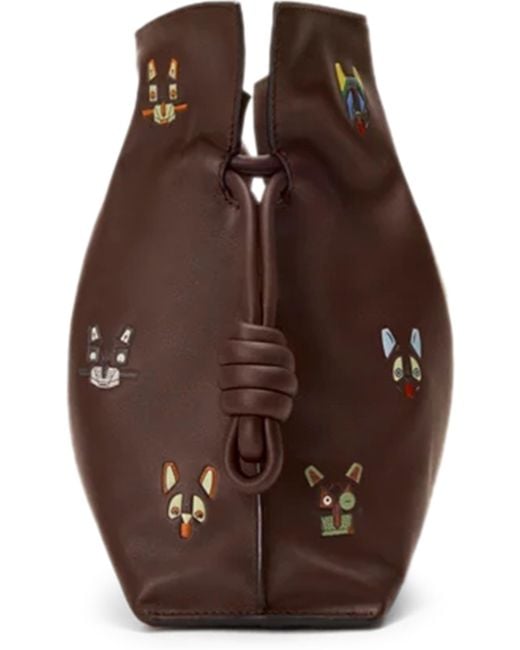 Flamenco Clutch Moyen Cats En Cuir De Veau Loewe en coloris Brown
