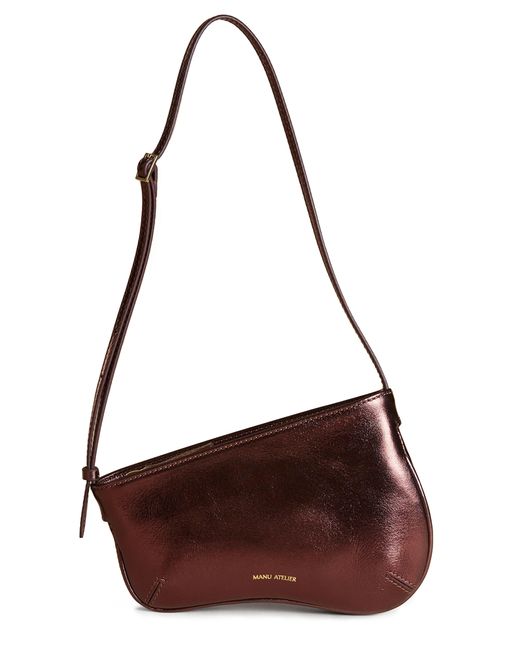 MANU Atelier Brown Mini Curved Shoulder Bag