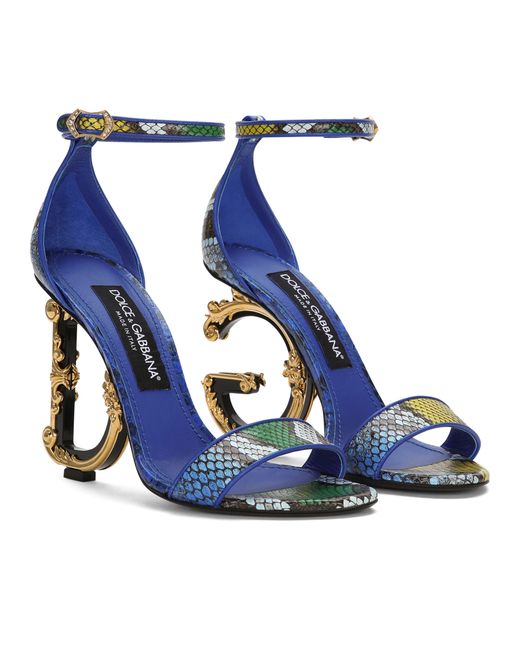 Dolce & Gabbana Blue Python-Sandalen DG Barocco