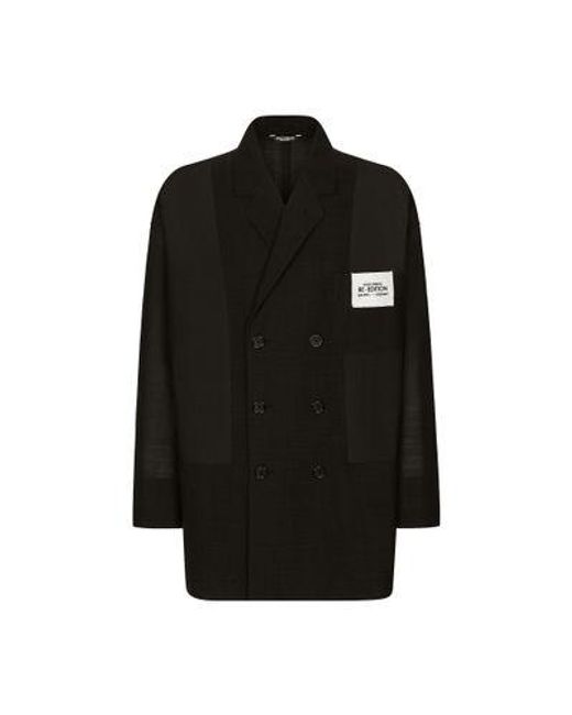 Dolce & Gabbana Black Oversize Double-breasted Technical Cotton Jacket for men