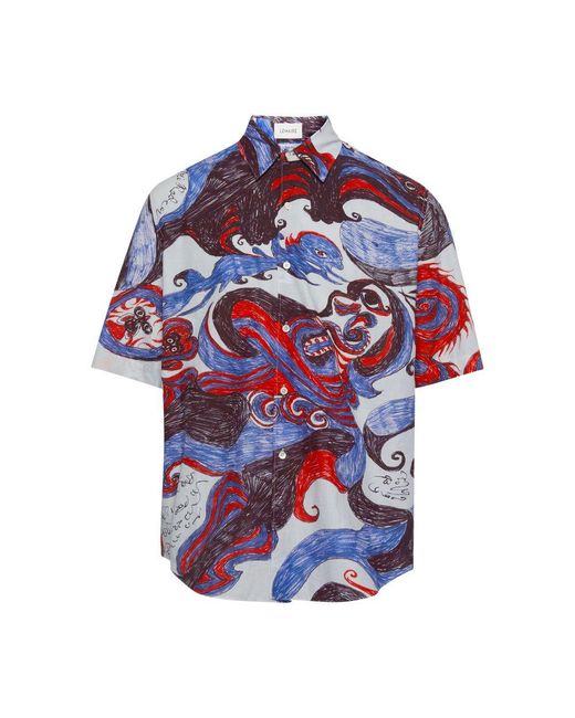 Lemaire Blue Printed Shirt for men