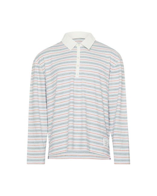 Thom Browne Gray Rugby Long Sleeve Stripped Polo for men