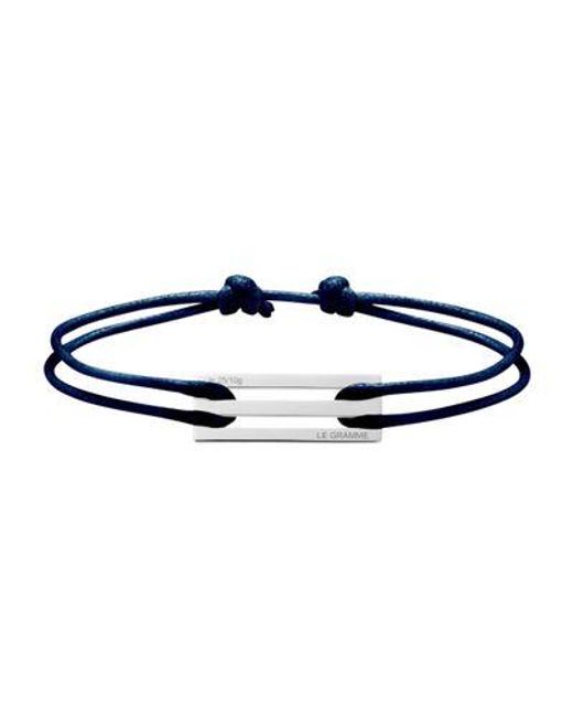 Le Gramme Blue Sterling Cord Bracelet 2,5G for men