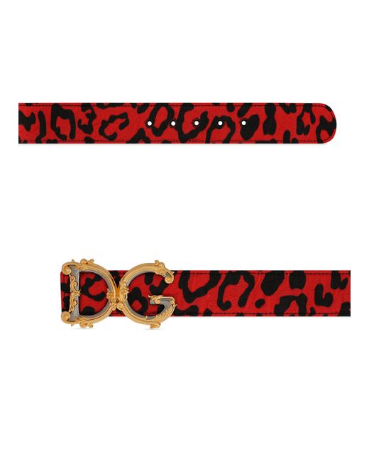 Dolce & Gabbana Black Brokat-Gürtel mit Leopardenprint und barockem DG-Logo
