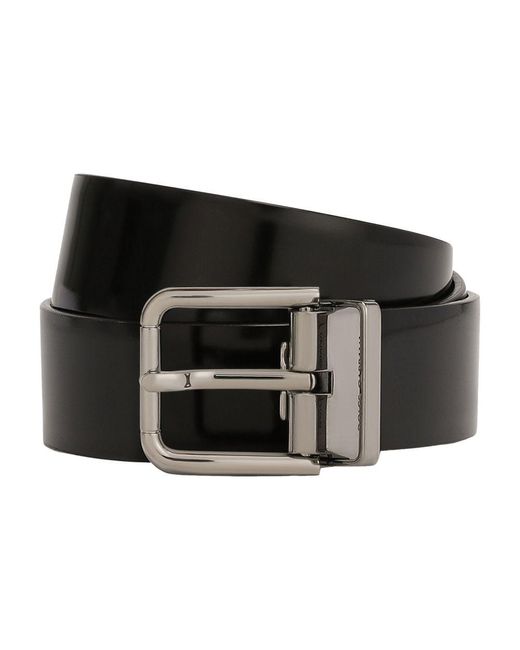 Dolce & Gabbana Black Brushed Calfskin Belt for men
