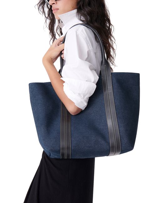 Vanessa Bruno Blue Leather And Cotton Cabas Tote