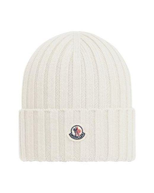 Moncler White Mütze Mit Logo