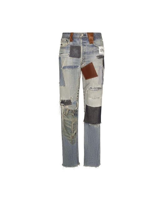 Dolce & Gabbana Gray Straight-leg Patchwork Denim Jeans for men