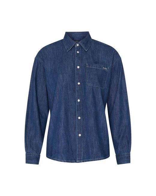 A.P.C. Blue Boyfriend Embroidered Shirt