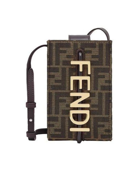Fendigraphy Phone Pouch Fabric Brown