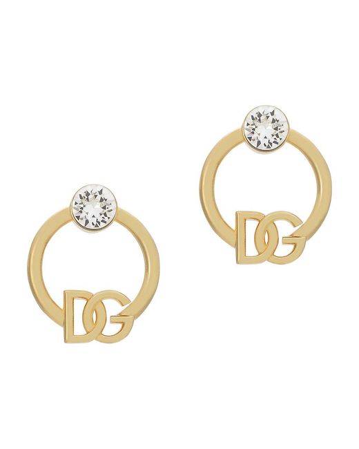 Dolce & Gabbana Metallic Hoop Earrings With Dg Logo