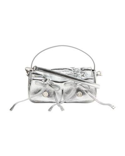 Acne White Multipocket Micro Bag Lux Metallic