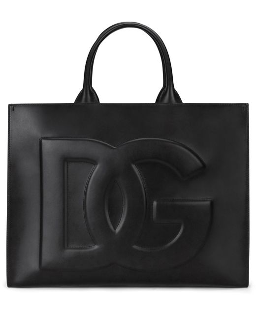 Dolce & Gabbana Black Large Calfskin Dg Daily Shopper