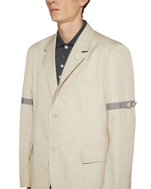 Thom Browne Natural Single-brested Jacket With Armband for men