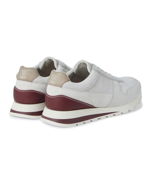 Brunello Cucinelli White Suede Running Shoes for men