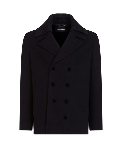 Dolce & Gabbana Black Wool And Cashmere Peacoat for men