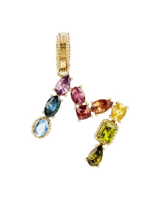 Dolce & Gabbana Metallic Alphabet M 18 Kt Charm With Fine Gems