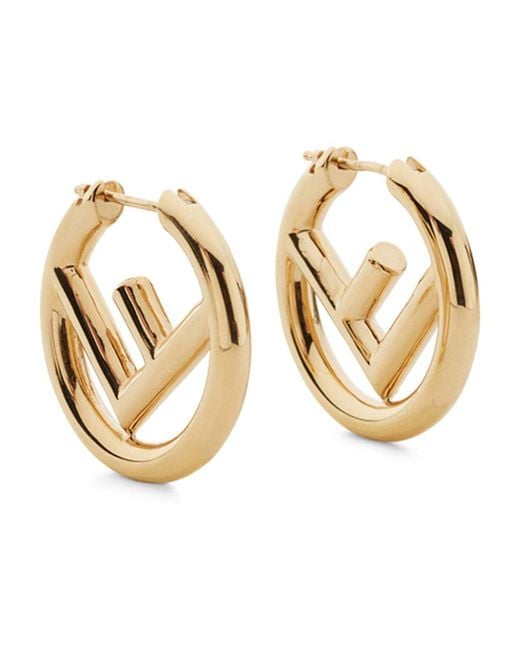 Fendi Metallic F-logo Large Hoop Earrings