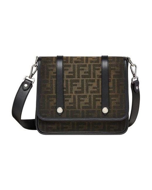 Fendi Black Ff Eclissi Messenger Bag for men