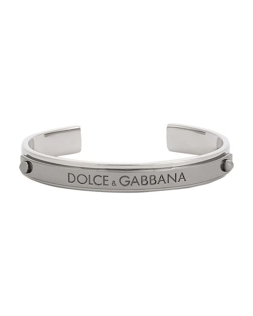 Dolce & Gabbana Metallic Rigid Bracelet With Logo for men
