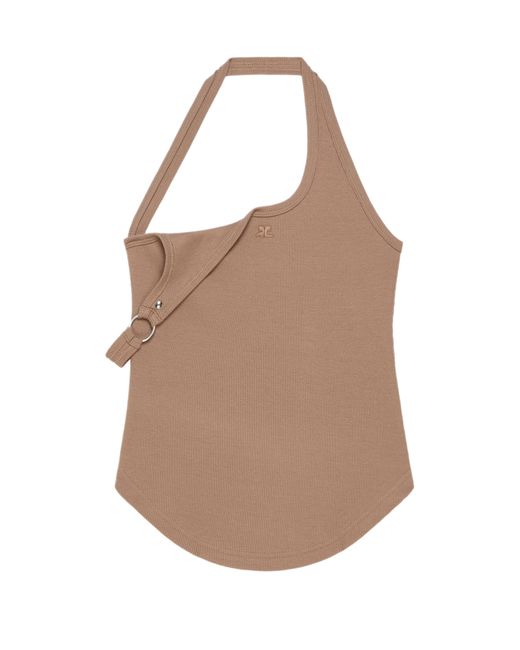 Courreges Brown Undressed 90's Rib Buckle Tank Top