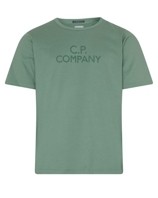 C P Company Green 30/2 Mercerized Jersey Twisted Logo T-shirt for men