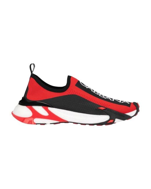 Dolce & Gabbana Red Fast Logo Pull-on Sneakers for men