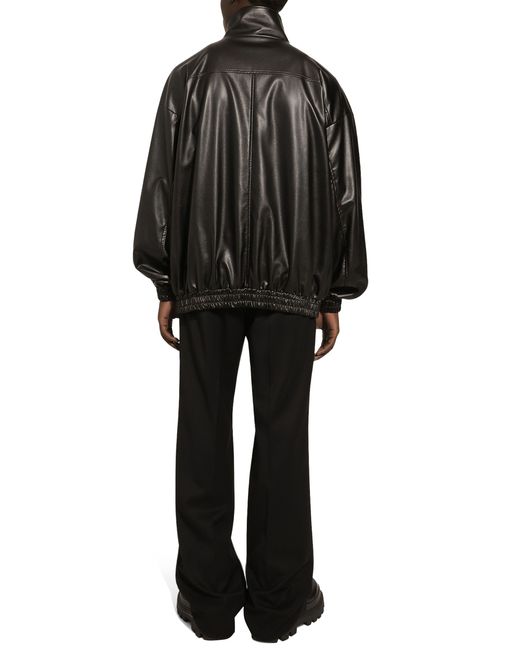 Dolce & Gabbana Black Faux Leather Bomber Jacket for men