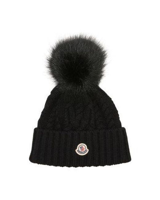 Moncler Black Beanie With Logo