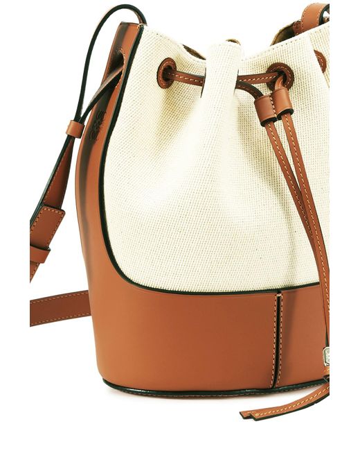 Loewe Natural Balloon Leather And Canvas Shoulder Bag