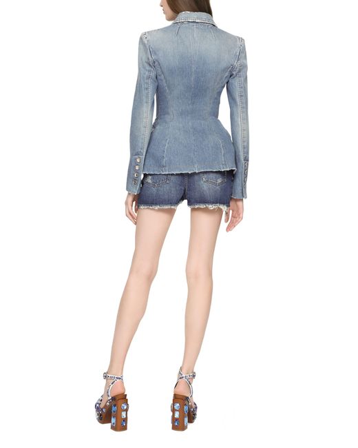 Short en jean avec déchirures Dolce & Gabbana en coloris Blue