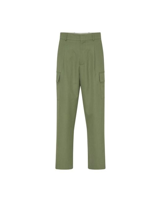 Drole de Monsieur Green Wool Cargo Pants for men