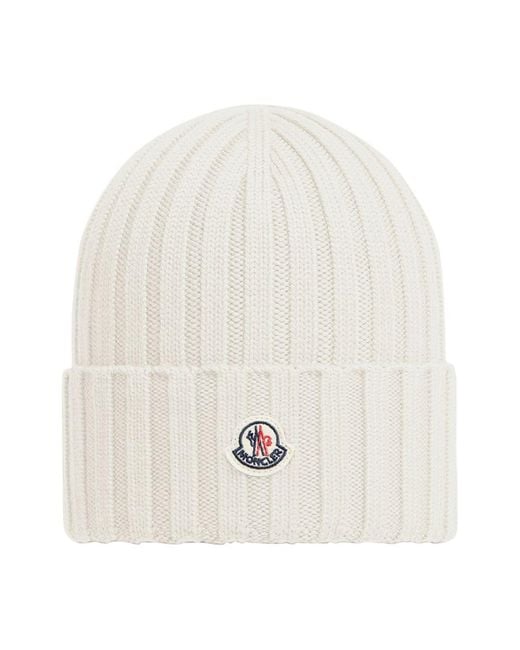 Moncler White Mütze Mit Logo