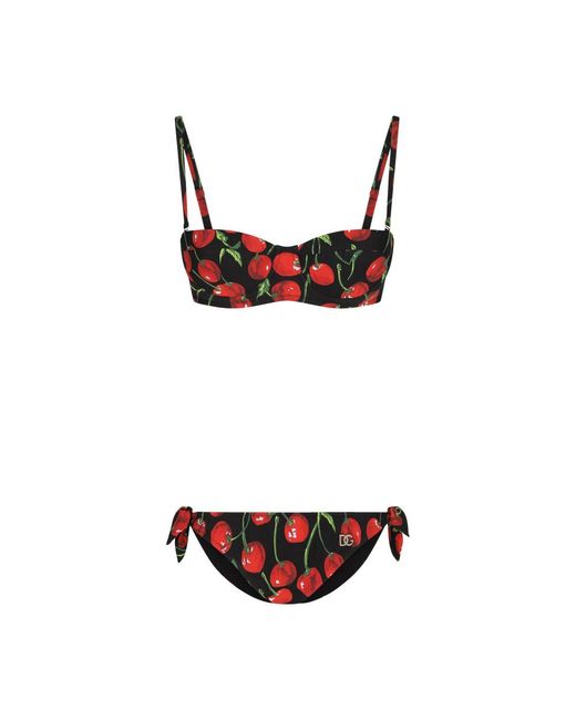 Dolce & Gabbana Red Cherry-print Balconette Bikini