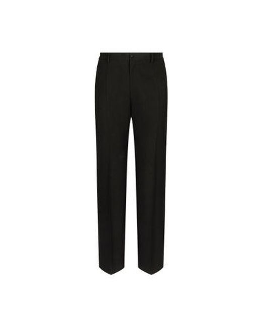 Dolce & Gabbana Black Straight-Leg Wool Pants for men