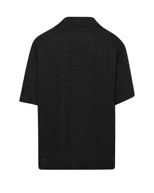 Valentino Garavani Canvas-Kurzarmhemd Iconographe in Black für Herren