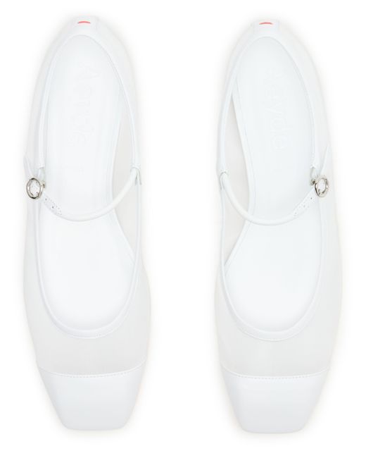 Aeyde White Uma Nappa Leather Ballet Flats
