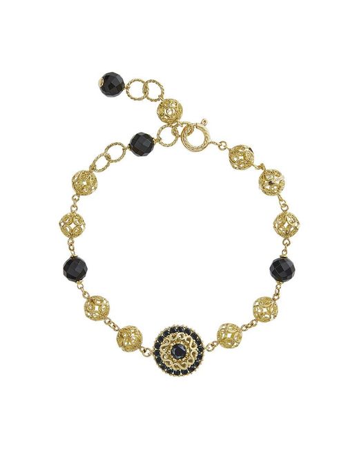 Dolce & Gabbana Metallic Gold Bracelet With Black Sapphires