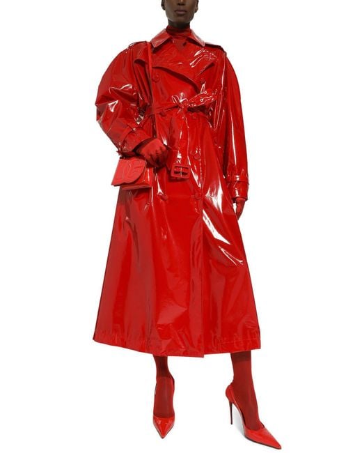 Dolce & Gabbana Patent Trench Coat in Red | Lyst