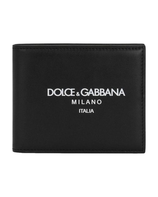 Dolce & Gabbana Black Calfskin Bifold Wallet With Logo for men
