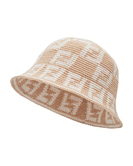 Fendi Natural Narrow-Brimmed Cloche Hat