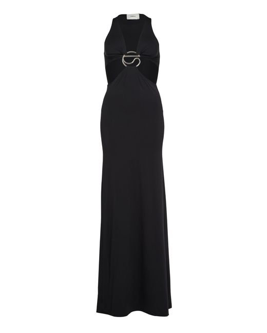 Coperni Black Langes Kleid Mit Cut-Out C-Logo