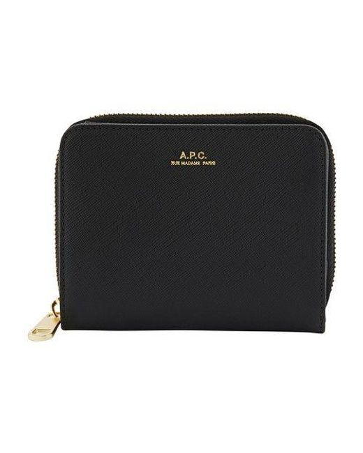 A.P.C. Emmanuelle Compact In Embossed Leather in Black | Lyst