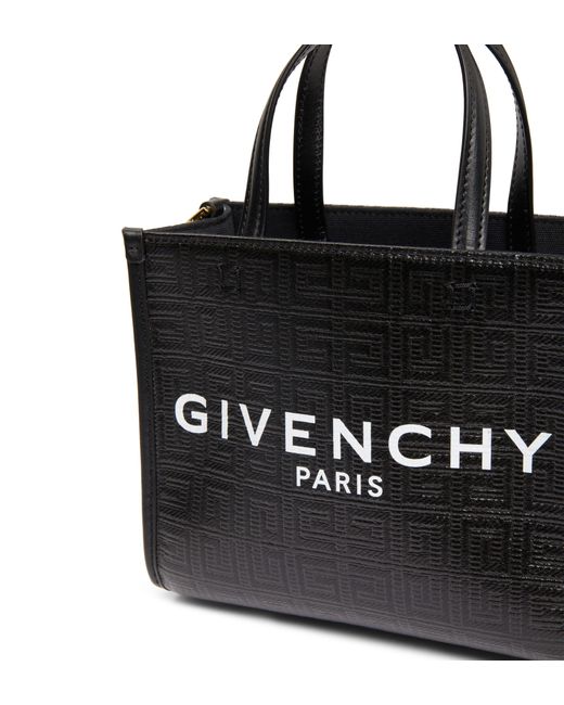 Givenchy Black Mini G Tote Shopper Bag In 4g Coated Canvas