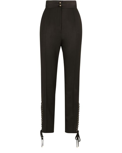 Dolce & Gabbana Black Twill Pants With Lacing