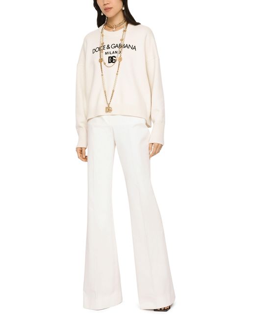 Dolce & Gabbana White Cashmere Sweater