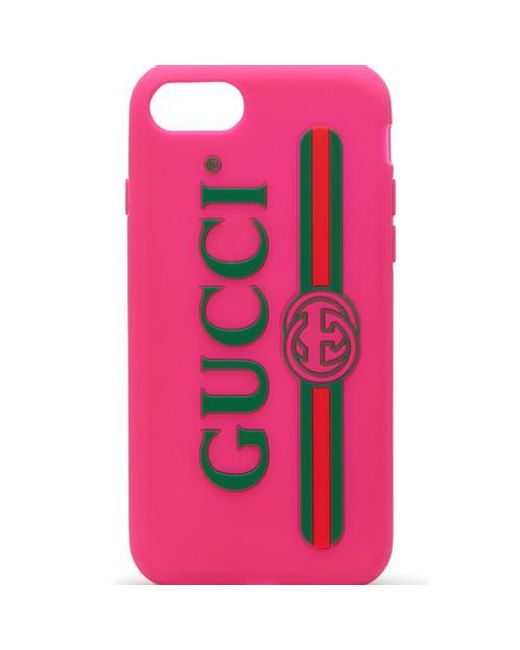 Gucci Pink Rubber Iphone 7 Case With Logo