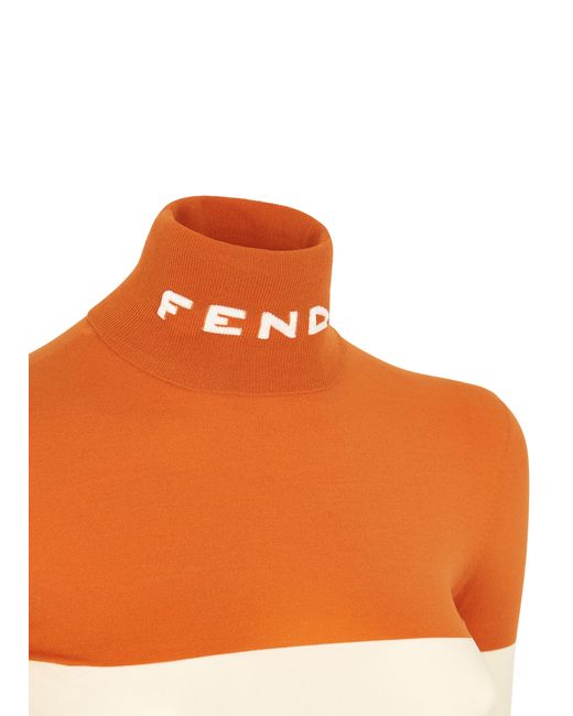 Fendi Orange Figure-Hugging Jumper