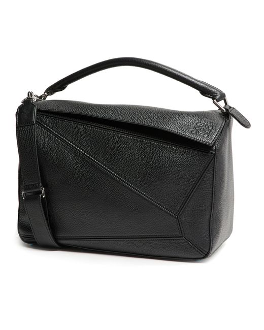 Loewe Black Puzzle Large Grained Calfskin Bag for men