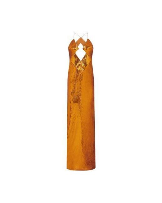Galvan Orange Sequined Kite Dress